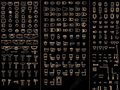 CAD卫生间洁具用品大全 平面图与立面图图库详解